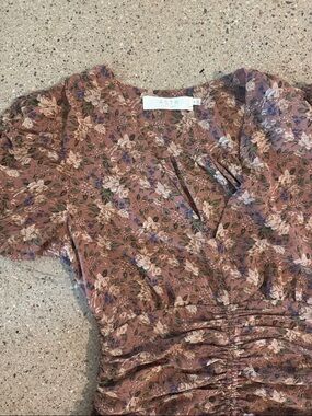 Astr Floral Mini Dress in Mauve Pink with Cream and Green Accents